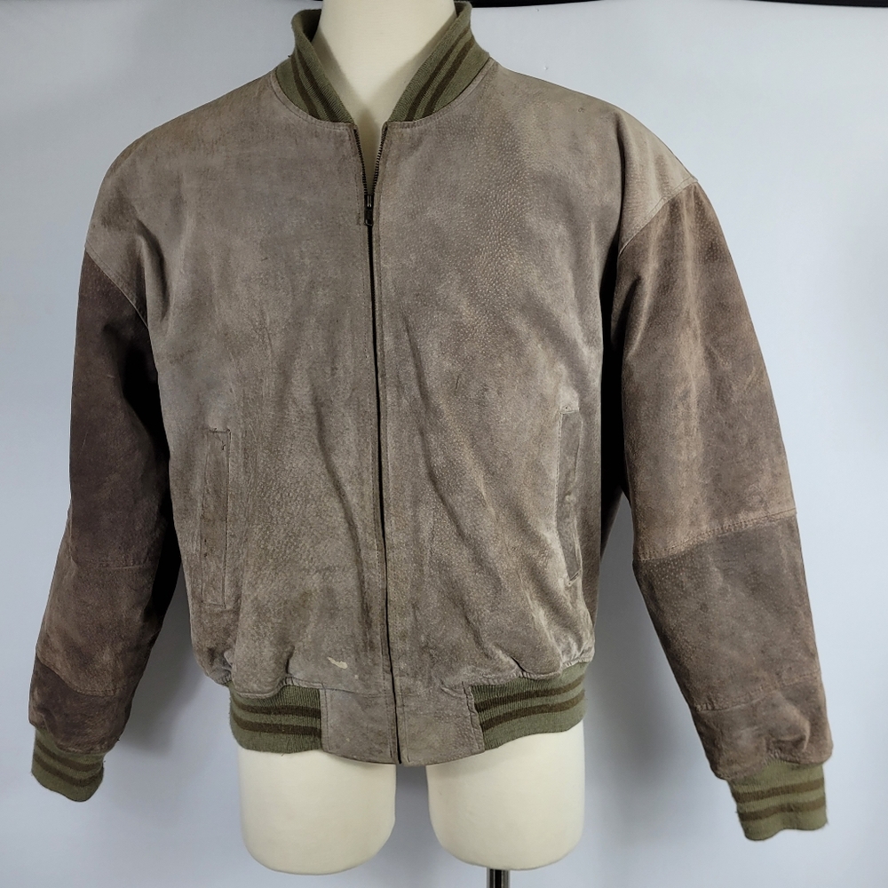 Vintage 90s William Barry Watershed Leather Bomber Jacket Size XL